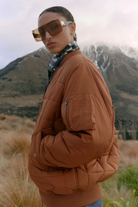 Karen Walker Fragrance: Quilted Bomber Jacket | Dark Tan