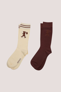 Karen Walker Fragrance: Runaway Girl Socks 2 Pack Cream/Mahogany One Size