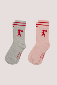 Karen Walker Fragrance: Runaway Girl Socks 2 Pack Light Grey Blush/Red One Size