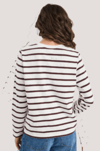 Tether Chocolate White Stripe LS Boxy Tee