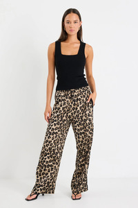 Jeans And Pants: Townie Animal Satin Tape Side Elastic Waist Pants