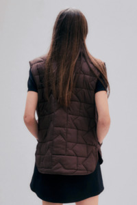 Quilted Monogram Vest | Chocolate