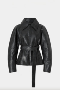 Oreno Croc Belted Jacket | Charcoal