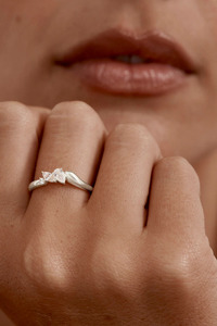 Sterling Silver Crystal Wings Ring