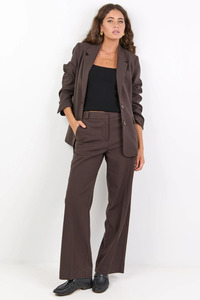 Jaunty Dark Chocolate Slant Pocket Wide Leg Pants
