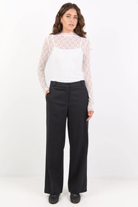 Jaunty Black Slant Pocket Wide Leg Pants