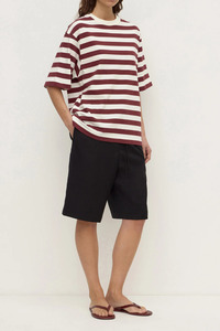 Tees: Arla Cotton Tee | Raisin/Cream Stripe