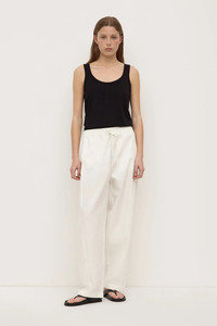 Jeans And Pants: Loxley Cotton Linen Pant | White