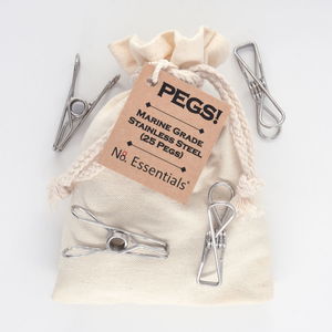 Stainless Steel Clothes Pegs – Marine Grade – Bag of 25 – No. 8 Essentials