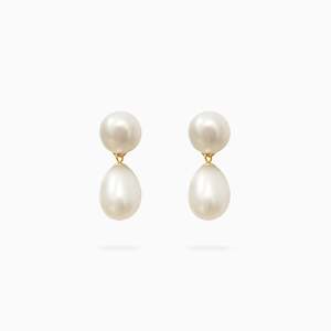 Studs: ASTRID DROP PEARL EARRINGS