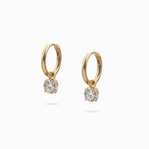 Round Diamond Drops Hoop Earrings