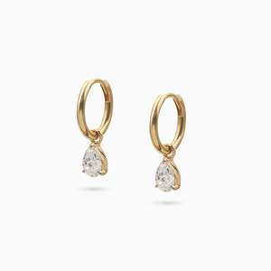 Pear Diamond Drops Hoop Earrings