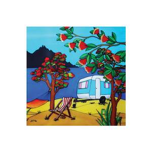 Jo May Textured Caravan - 3D Cork Backing Ceramic Tile - Wall Hanging