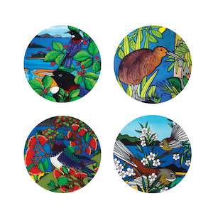 Jo May Ceramic Round Coasters - Native Birds