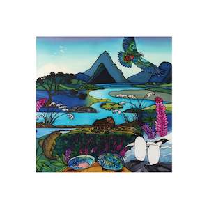 Ceramic Arts: Jo May Textured South Island Scenery - 3D Cork Backing Ceramic Tile - Wall Hanging