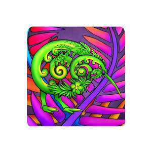 Ceramic Arts: Sophie Blokker -Textured Bright Koru Kiwi - 3D Cork Backing Ceramic Tile - Wall Hanging