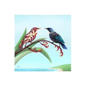 Ceramic Arts: Sophie Blokker -Textured Mirror Tui - 3D Cork Backing Ceramic Tile - Wall Hanging