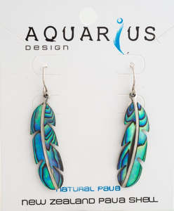 Kiwiana Jewellery: Paua - Feather Earring