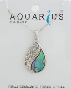 Kiwiana Jewellery: Paua - Mitre Floating Filigreen Teardrop Pendant