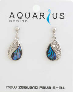 Paua - Mitre Floating Filigreen Teardrop Earrings