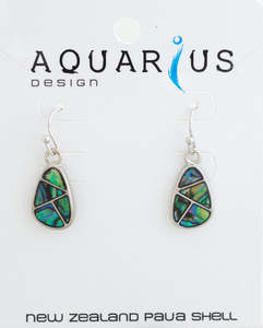 Kiwiana Jewellery: Paua - Sectioned Teardrop Hook Earring