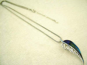 Kiwiana Jewellery: Kiwicraft Green/Blue Silver Fern Pendant with Box (Copy)