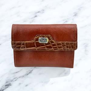 Genuine Leather: Woman’s Genuine Leather Tri Fold Wallet - Tan