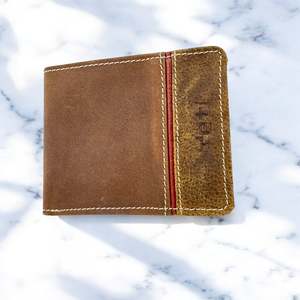 Men's Genuine Leather Classic Bi Fold Card Wallet - Crazy