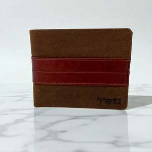 Men's Genuine Leather Two Tone Stripe Wallet - Crazy