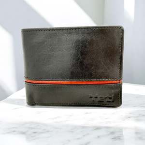 Men's Genuine Leather Two Tone Wallet with Coin Pocket - Black