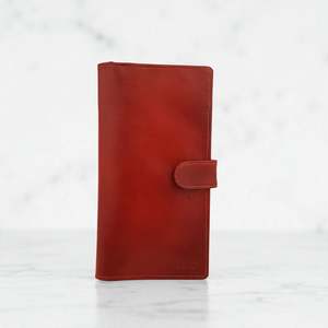 Genuine Leather Tab Closure Travel Wallet - Tan