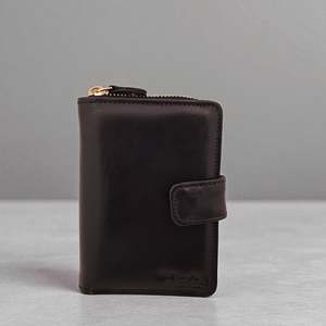 Woman’s Genuine Leather Bi Fold Zip Around Wallet - Black