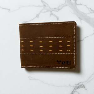 Men's Genuine Leather Wallet Two Tone Peep Hole - Crazy Brown