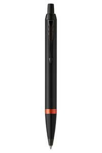 Personalised Parker IM Vibrant Rings Satin Black with Flame Ornage Accents Ballpoint Pen