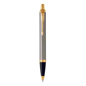 Personalised Pens: Personalised Parker IM Brushed Metal Gold Trim Ballpoint Pen