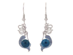 Kiwicraft Mermaid and Glass Ball Earrings with Box