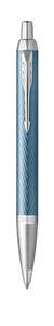 Personalised Parker IM Premium Blue Grey Chrome Trim Ballpoint Pen