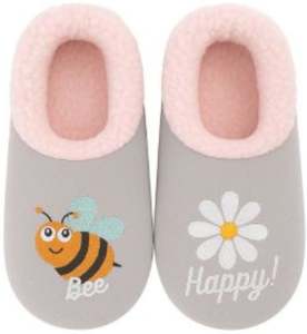 Slumbies - Women's Medium Pairables Bee Happy Light Grey Foot Covering