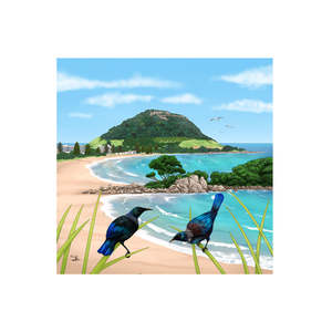 Ceramic Arts: Sophie Blokker Textured Mt Maunganui - 3D Cork Backing Ceramic Tile - Wall Hanging