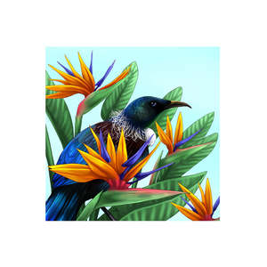 Ceramic Arts: Sophie Blokker Textured Peeping Tui - 3D Cork Backing Ceramic Tile - Wall Hanging
