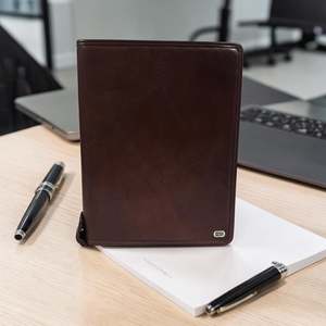 Genuine Leather: Genuine Leather Zip Around A4 Portfolio - Cognac
