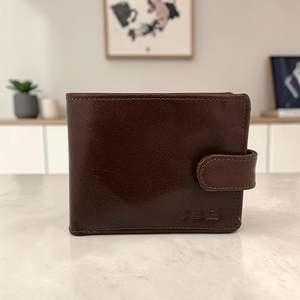 Men’s Button Tab Wallet with Coin Pocket - Cognac