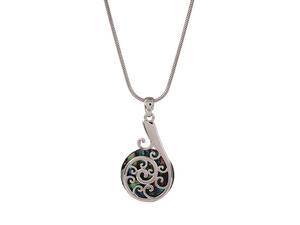 Kiwiana Jewellery: Kiwicraft Laser Silver Fern Paua Shell Pendant with Box