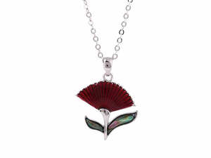 Kiwiana Jewellery: Kiwicraft Small Pohutukawa Paua Shell Pendant with Box