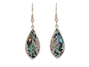 Kiwiana Jewellery: Kiwicraft Paua Shell Flower Rhodium Earrings with Box