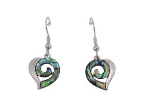 Kiwicraft Paua Shell Laser Heart Earrings with Box