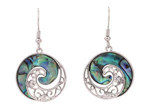 Kiwicraft Koru Paua Earrings with Box
