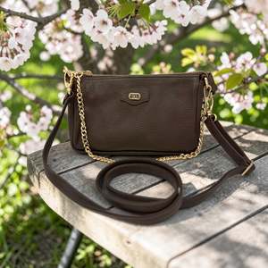 Woman's Genuine Leather Mini Crossbody Purse - Brown