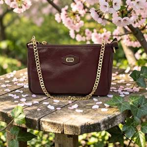 Woman's Genuine Leather Mini Crossbody Purse - Cognac