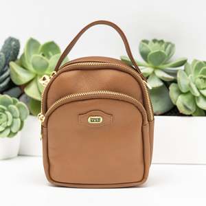 Woman's Genuine Leather Mini Rucksack - TAN
